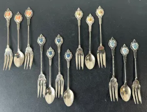 13-Piece Vintage Japanese Floral Seasons Cocktail Fork & Jelly Spoon Set