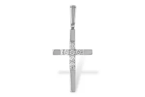 14K White Gold Diamond Cross Pendant