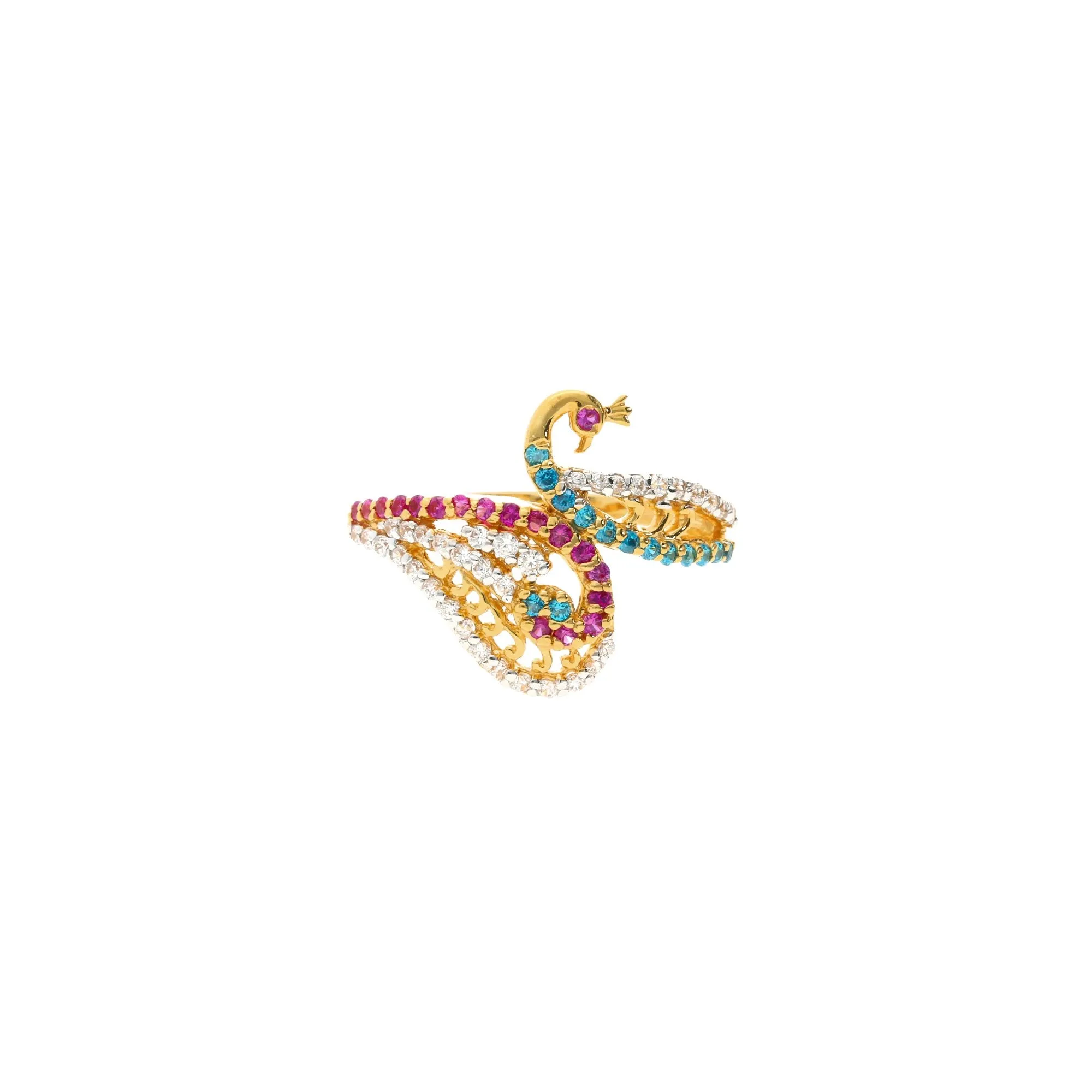 22K Gold & Gemstone Demure Peacock Ring