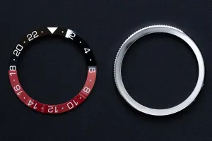 41.5mm Bezel Bundle - Diver Ceramic Coke GMT Bezel Insert (Black & Red - Type B) & Silver Bezel