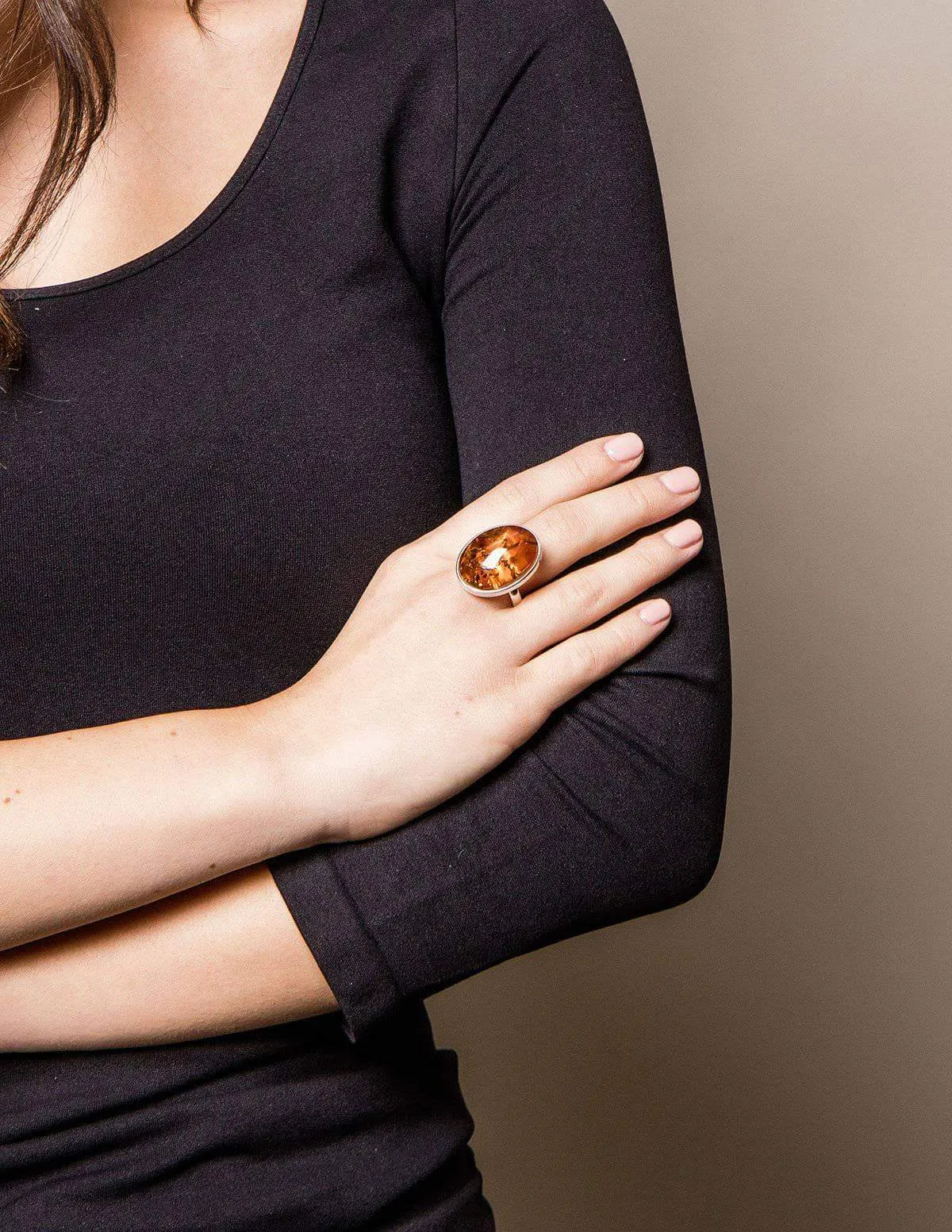 Amber Oval Ring - Size 9