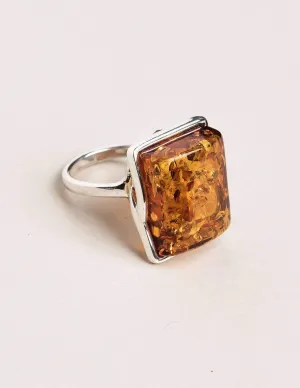 Amber Square Cut Ring - Size 8