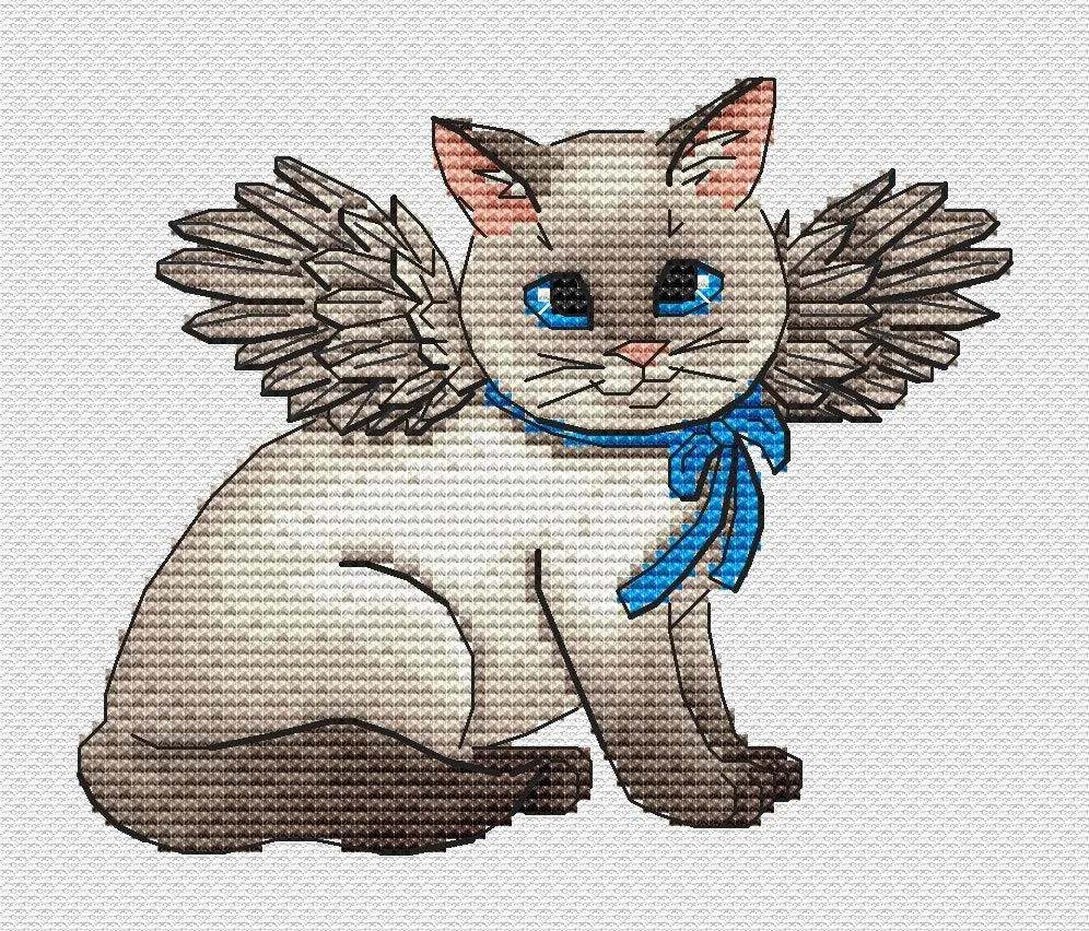 Angel Cat  - PDF Cross Stitch Pattern