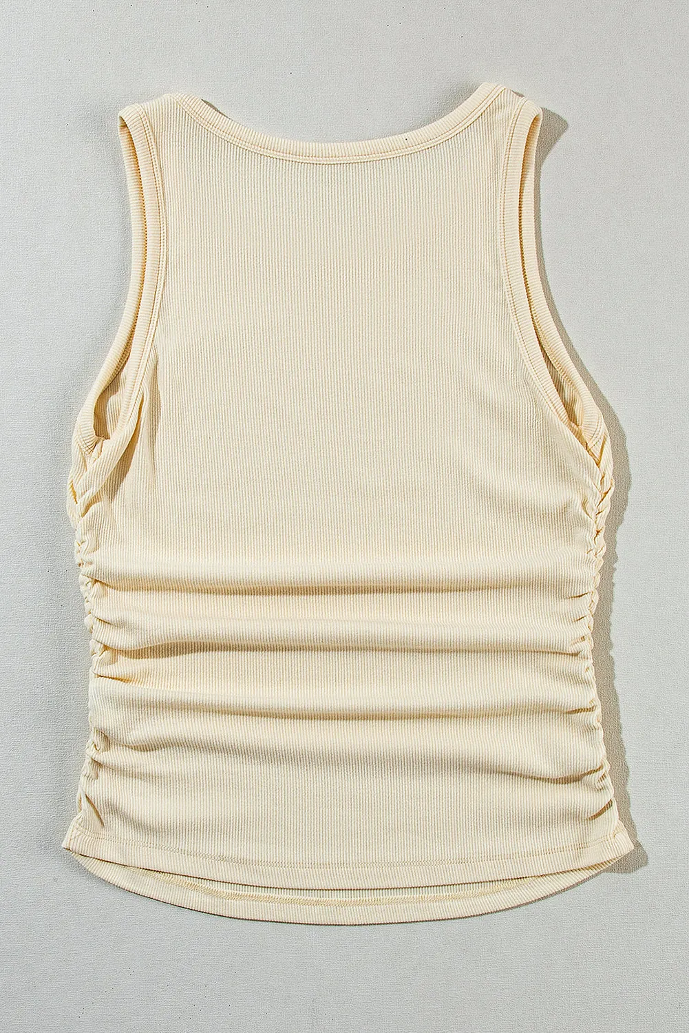 Apricot Plain Ruched Side Slim Tank Top