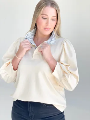 Augusta Half Button Top - Cream