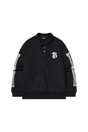 BEASTER Embroidered Pattern Long-sleeved Polo Shirt