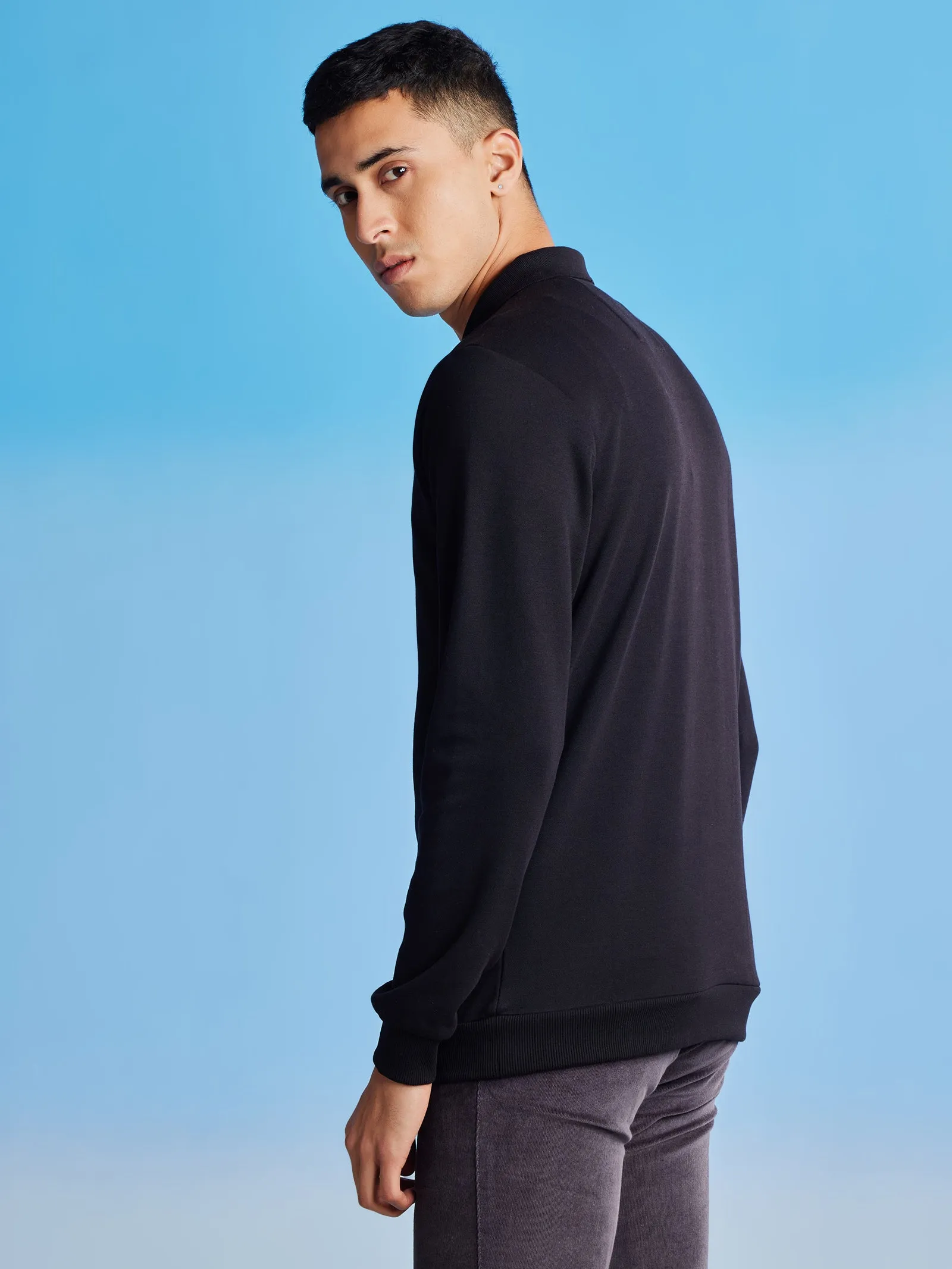 Black Zipped Polo Sweatshirt