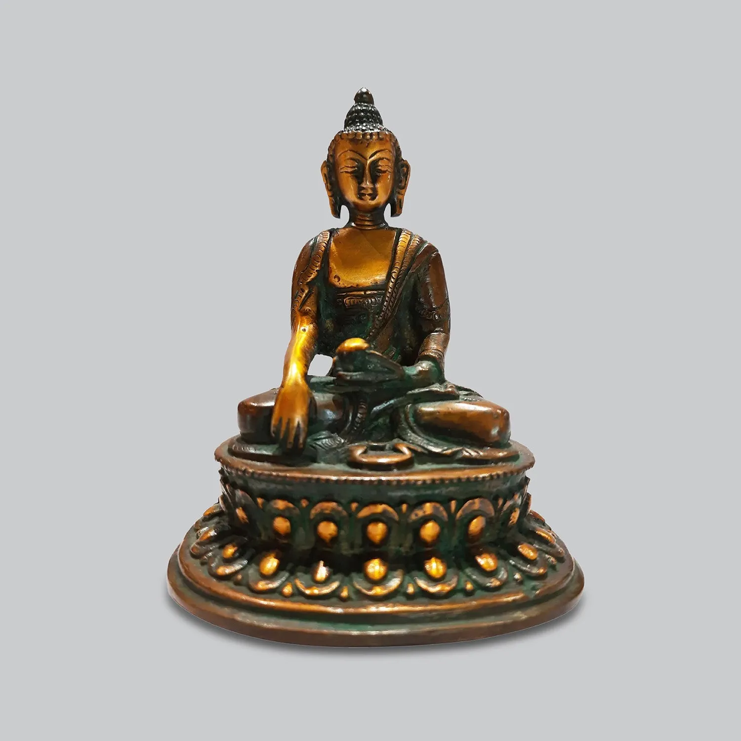 Brass Buddha Sitting on Oval Base 5 in