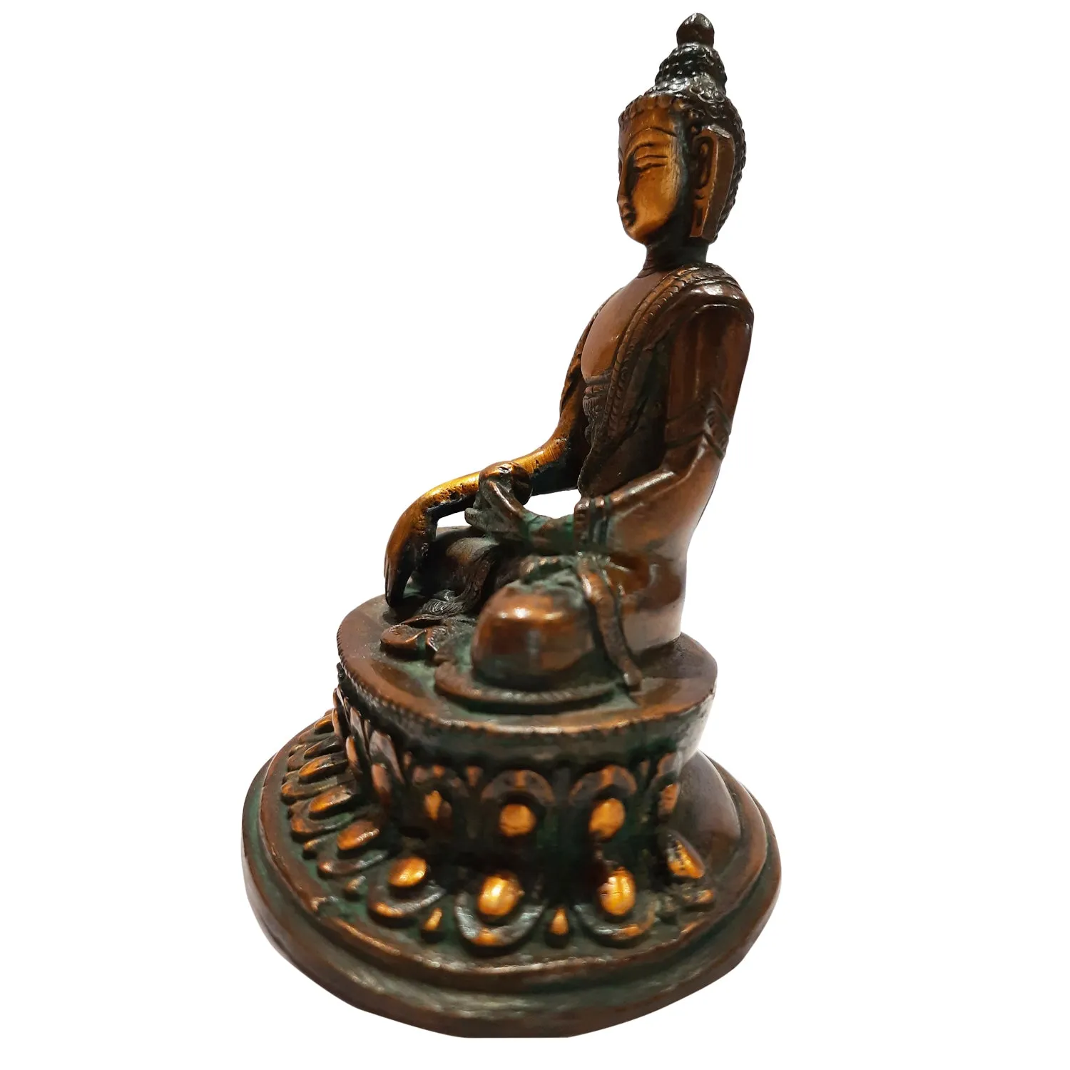 Brass Buddha Sitting on Oval Base 5 in