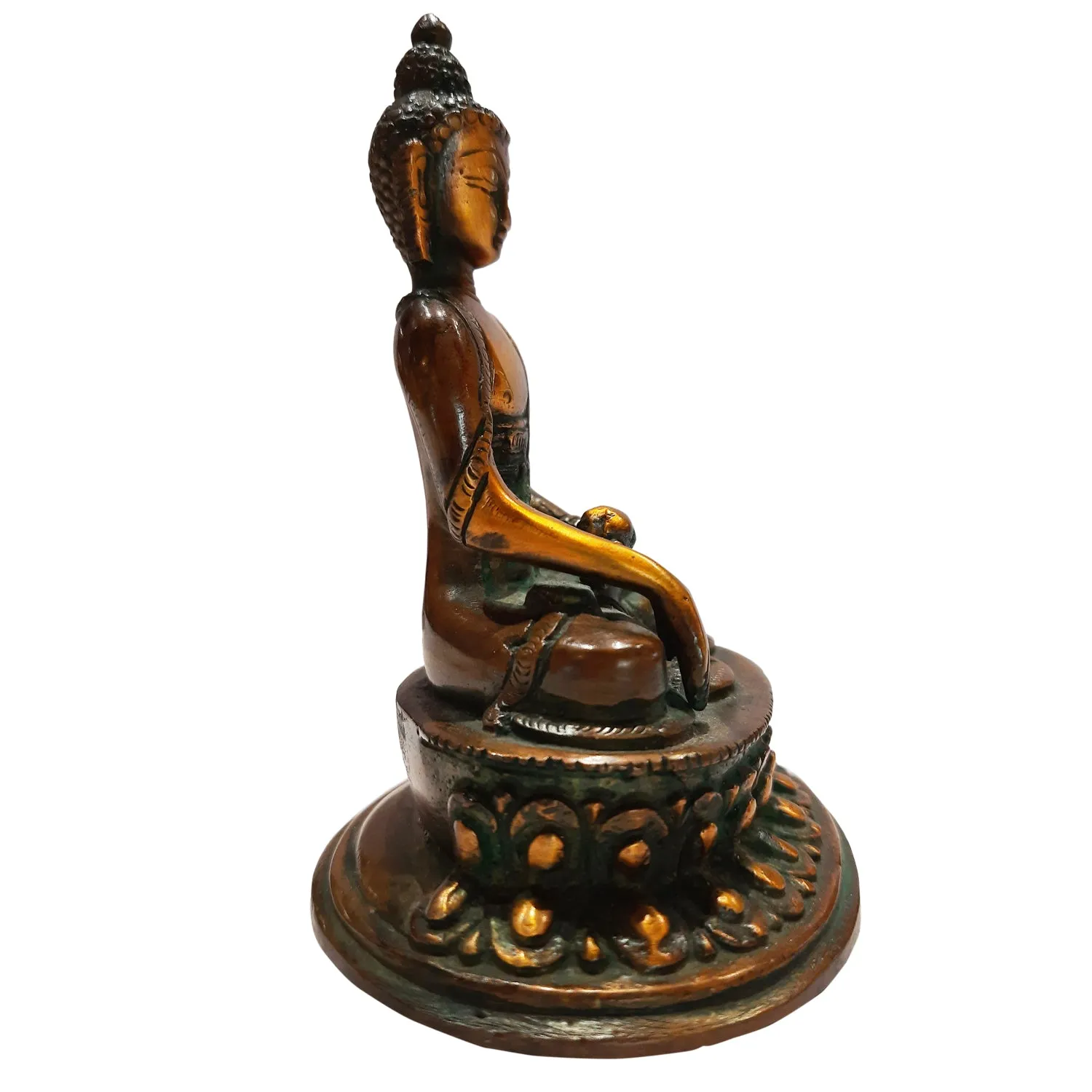 Brass Buddha Sitting on Oval Base 5 in