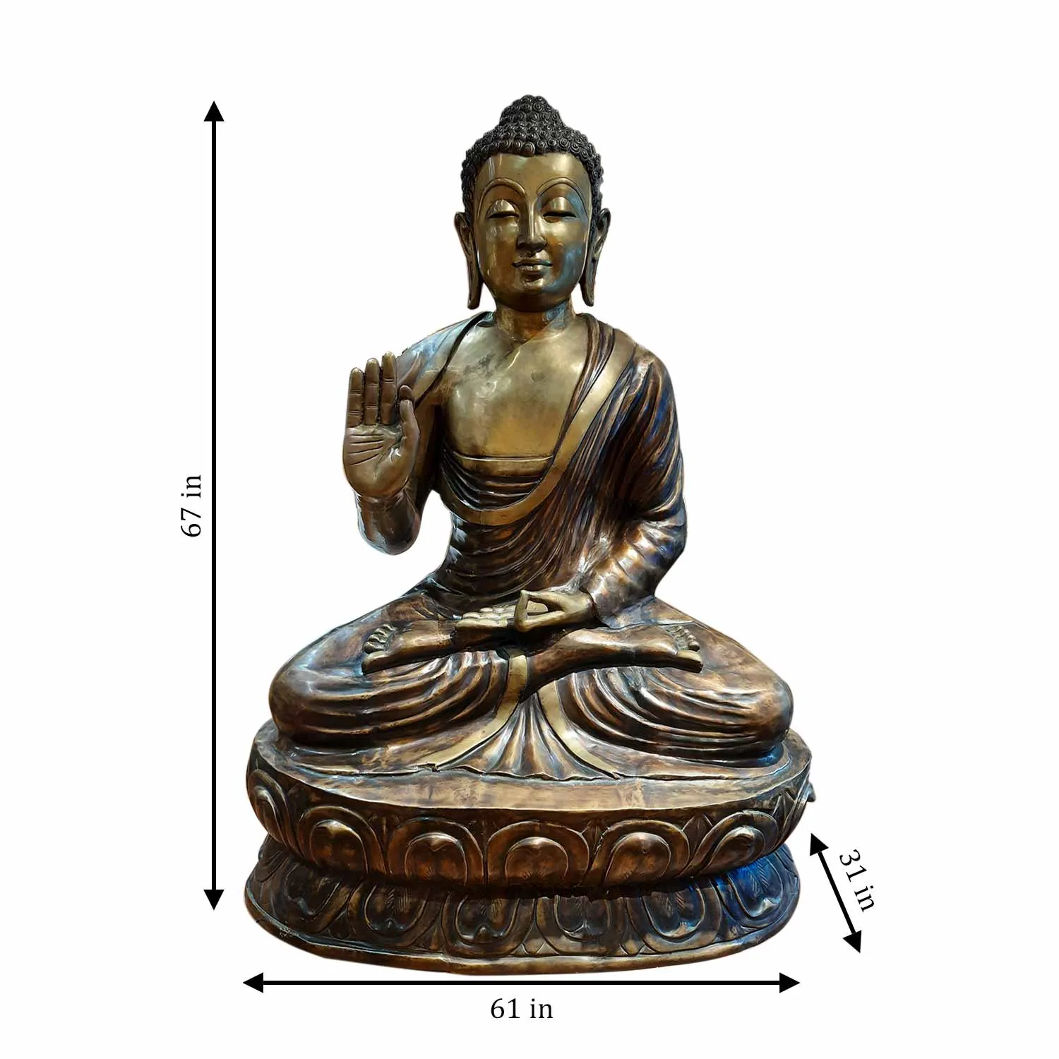 Brass Sitting Buddha in Two Tone Finish 70 in