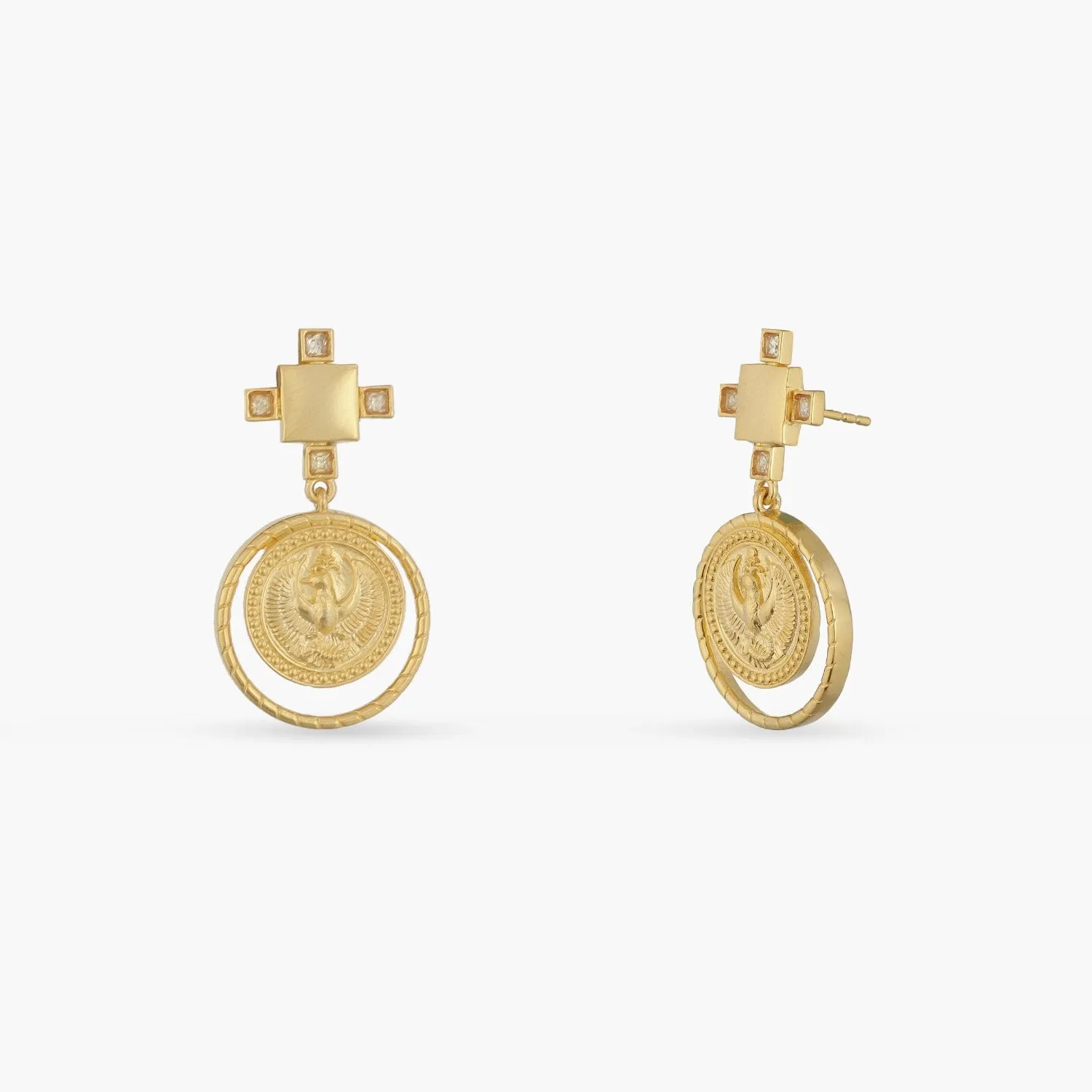 Citrine Scorpio Zodiac Gold Plated Silver Earrings