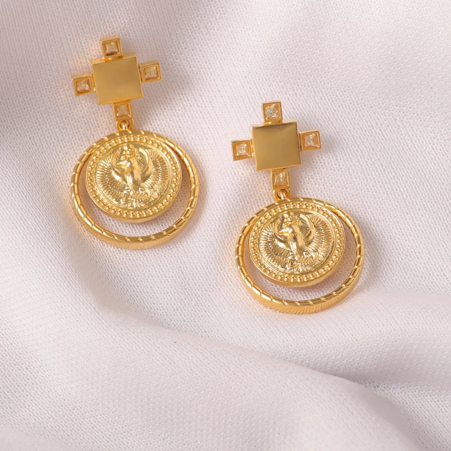 Citrine Scorpio Zodiac Gold Plated Silver Earrings