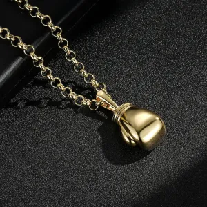 Gold Filled Bonded Large Boxing Glove Pendant 22 Inch 7mm Belcher Chain