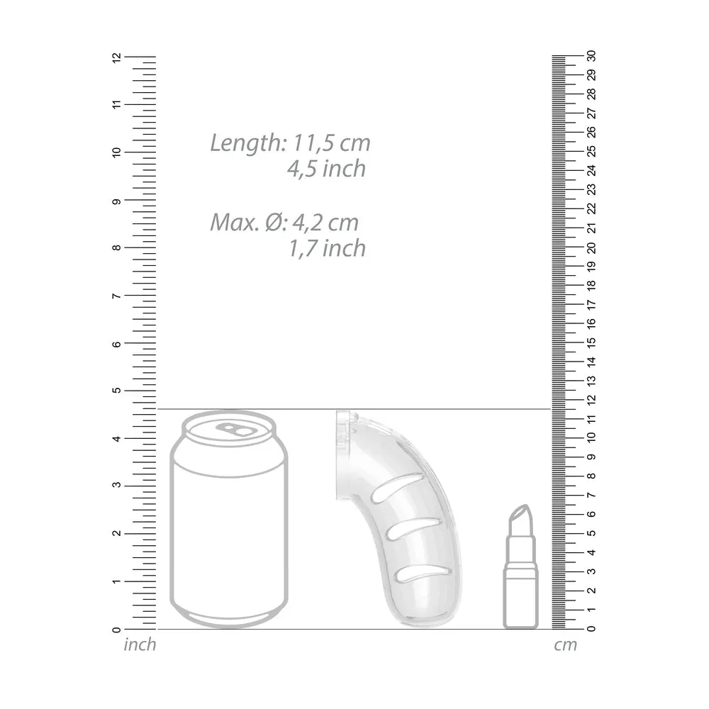 Man Cage 11 Male 4.5 Inch Clear Chastity Cage With Anal Plug