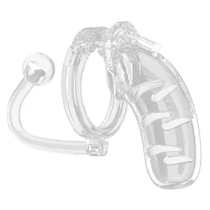 Man Cage 11 Male 4.5 Inch Clear Chastity Cage With Anal Plug