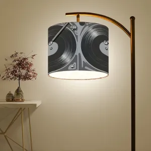 Mid Mod Retro Vinyl Record Music Room, Den, Office, Mid Century Modern Arc Floor Lamp