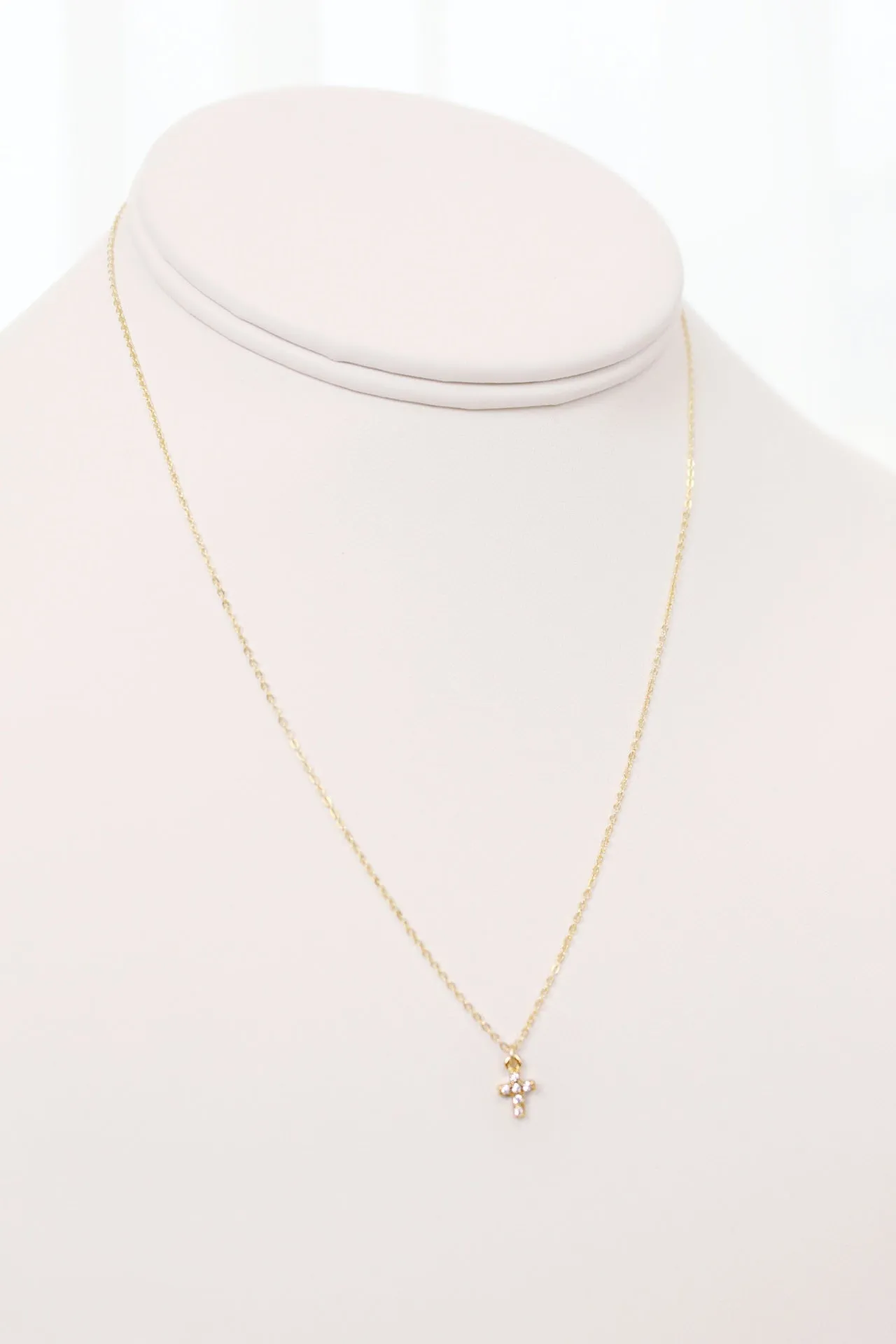 Mini CZ Cross Necklace- Gold Filled