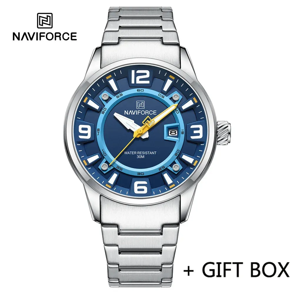 NAVIFORCE 8044 Casual Sport Military Waterproof Stainless Steel Quartz Men Wristwatch