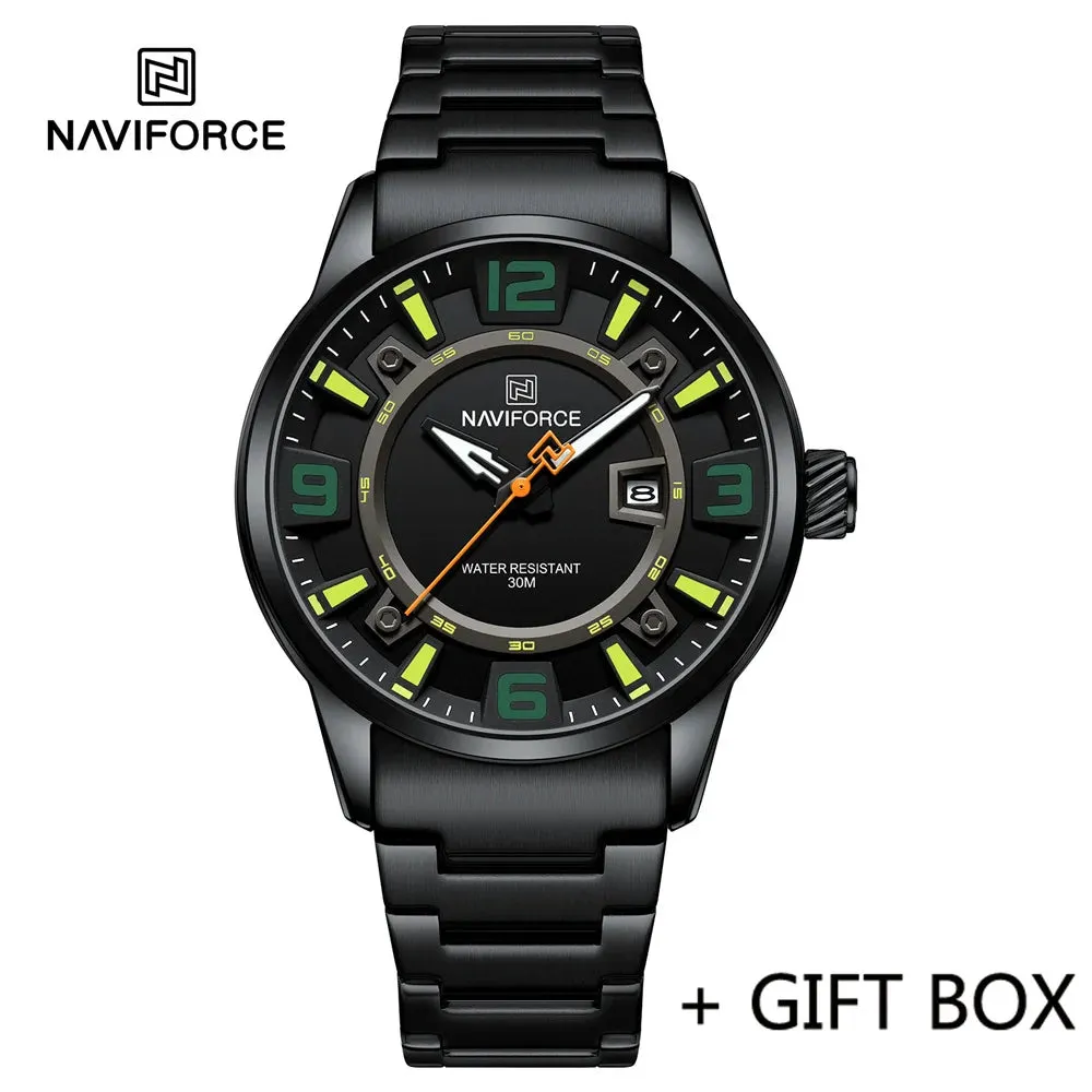 NAVIFORCE 8044 Casual Sport Military Waterproof Stainless Steel Quartz Men Wristwatch