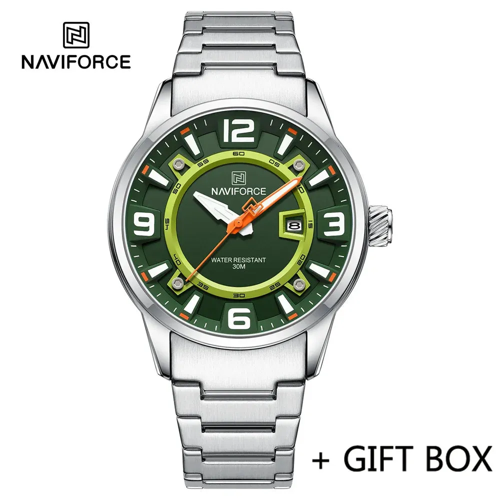 NAVIFORCE 8044 Casual Sport Military Waterproof Stainless Steel Quartz Men Wristwatch