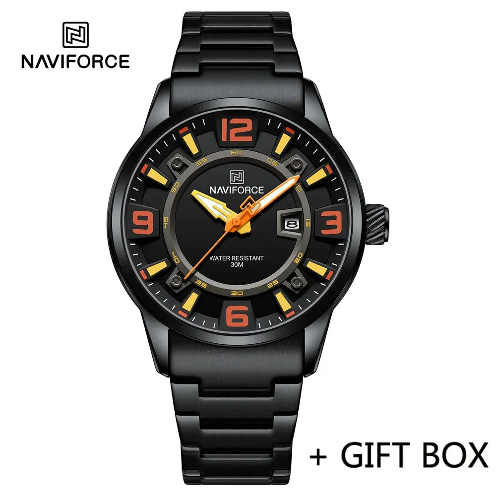 NAVIFORCE 8044 Casual Sport Military Waterproof Stainless Steel Quartz Men Wristwatch