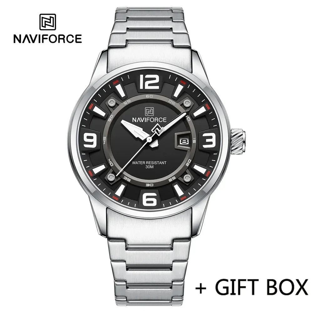 NAVIFORCE 8044 Casual Sport Military Waterproof Stainless Steel Quartz Men Wristwatch