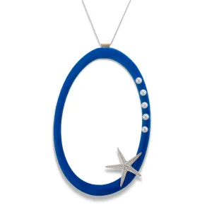 Water sky - casual cord necklace - blue enamel - silver 925